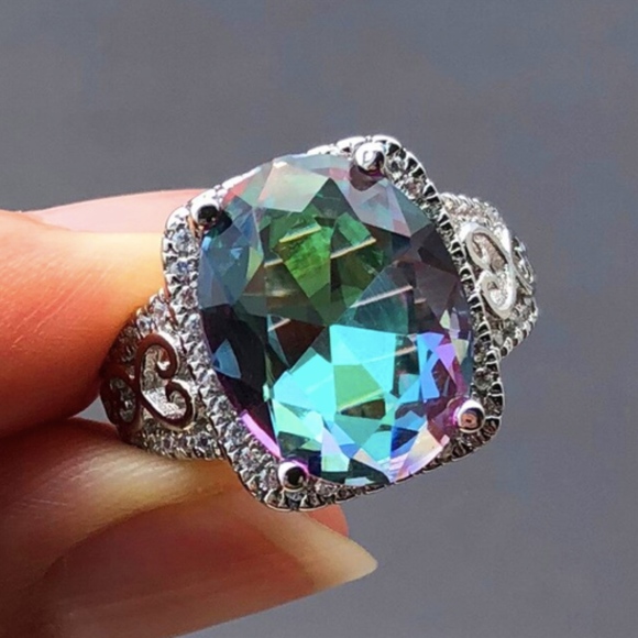 Jewelry - Rainbow Oval 925 Sterling Silver Stunning Ring